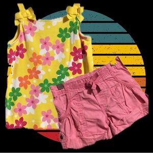 LN! Gymboree Island Lily Hibiscus Bow Strap Top & Gap Pink Shorts Girls Size 4